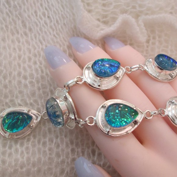 TRIPLE FIRE OPAL NATURAL GEMSTONE LADIES  925 STERLING SILVER NECKLACE - Picture 4 of 8